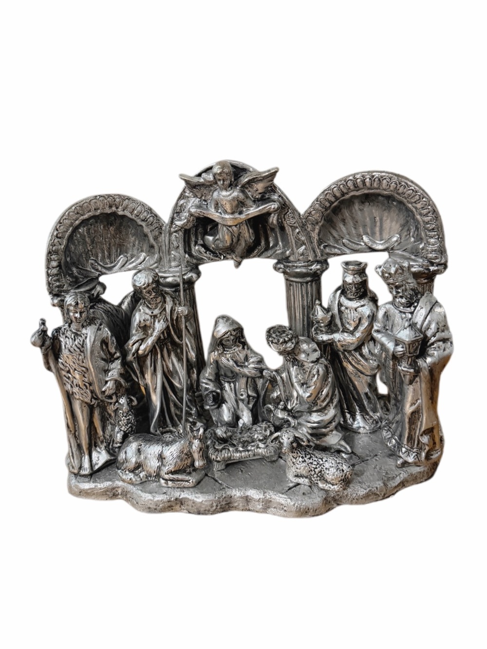 International Silver Nativity Scene - Classic Christmas Art